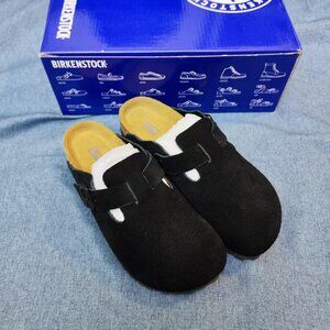 Narrow Fit Birkenstock Boston Clogs (Soft Footbed) - Neutral Black